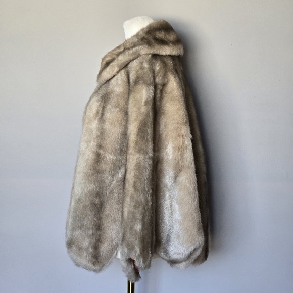 Vtg 50s 60s Regina Glenara Glenoit Faux Mink Fur Cape Tan Brown Luxury Old Money - Picture 7 of 12